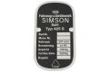 Typenschild für Simson AWO 425 Sport mit Schlagzahlen und Kerbnägeln