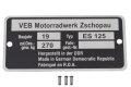 Typenschild für MZ ES 125 mit Kerbnägeln