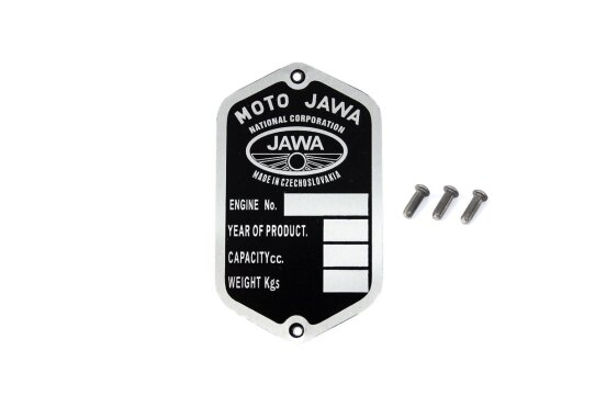 Typenschild für JAWA - Typ "MOTO JAWA", unbeschriftet - mit Kerbnägeln