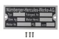 Typenschild f&uuml;r Hercules mit Kerbn&auml;geln - quer