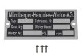 Typenschild f&uuml;r Hercules mit Kerbn&auml;geln - quer