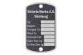 Typenschild für VICTORIA Motorrad