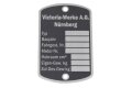Typenschild für VICTORIA Motorrad