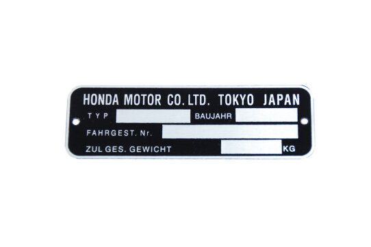 Typenschild für Honda