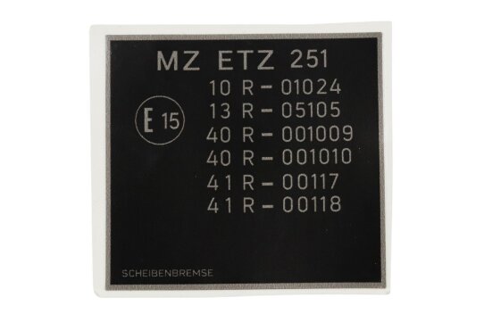 Schriftzug Aufkleber für MZ ETZ 251 Rahmenkopf
