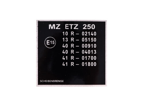 Schriftzug Aufkleber für MZ ETZ 250 Rahmenkopf