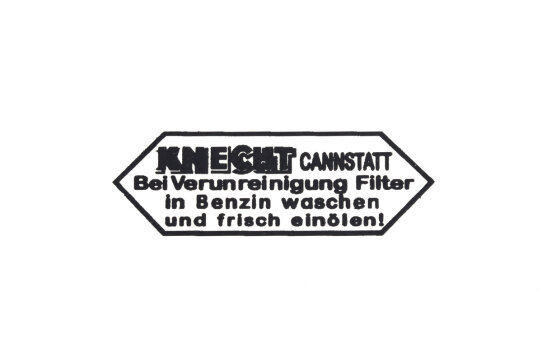 Abziehbild - KNECHT Luftfilter für BMW, DKW, NSU, Zündapp