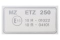 Aufkleber (klein) zum Lenkkopf für MZ ETZ 250 - transparent