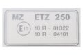 Aufkleber (klein) zum Rahmenkopf für MZ ETZ 250