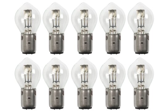 10 x Glühbirne, Bilux 12V, 25/25W BA20d - Scheinwerfer (Glühlampe)