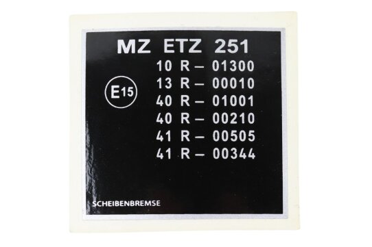 Aufkleber zum Lenkkopf für MZ ETZ 251 - Typ D
