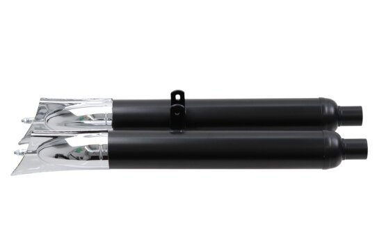Auspuff (Paar) für Zündapp DB 200, 201, 202, 250 - schwarz - schwarz - chrom