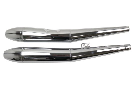 Auspuff, Schalldämpfer-Satz für BMW R60/6, R75/6, R90/6, R90S - Zigarrenform, verchromt
