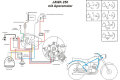 Kabelbaum für JAWA 250 Typ 353 mit Amperemeter & Zündschloß im Tank + Schaltplan