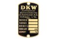 Typenschild kurz f&uuml;r DKW - Zschopauer Motorenwerke - Messing